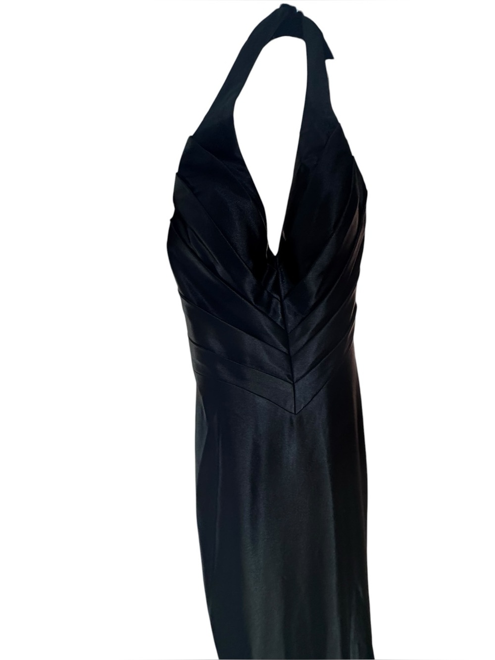 JOVANI Black Satin Halter Gown – Size 0 - Picture 5 of 7
